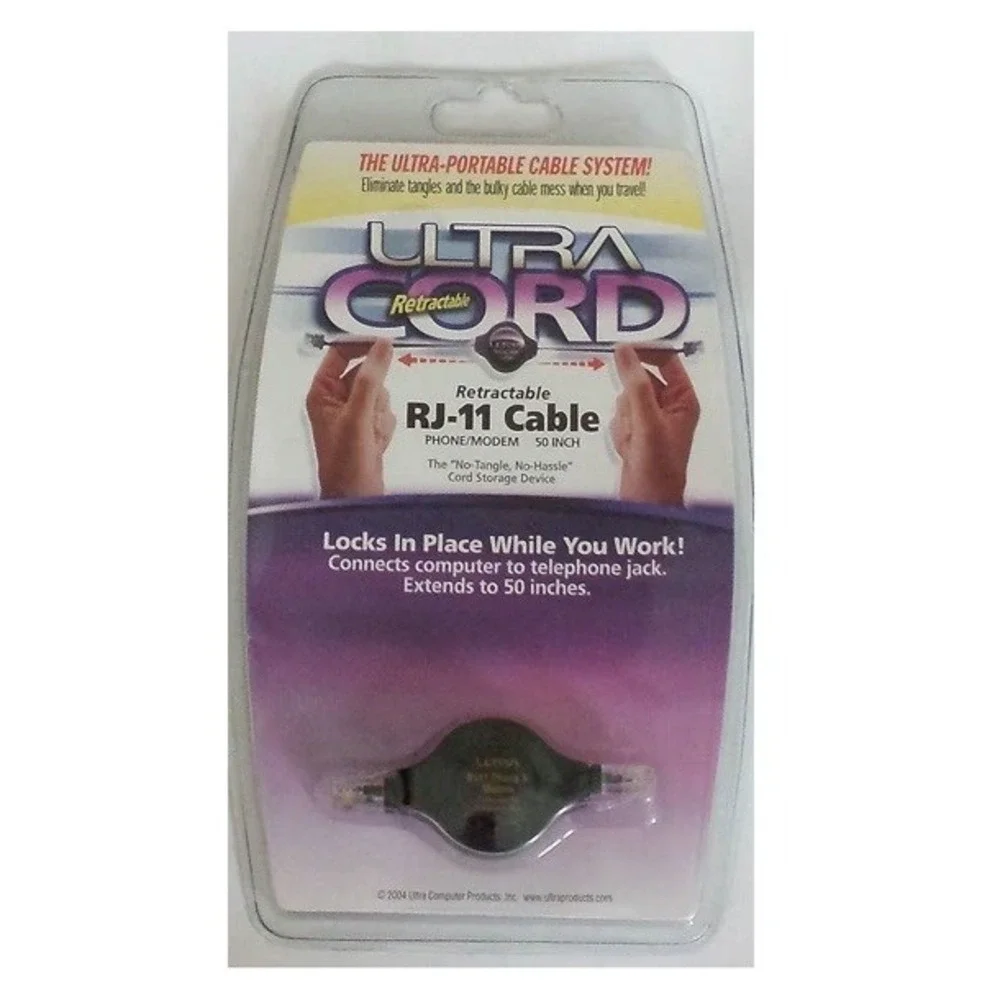 Ultra Retractable Cord Retractable Network‎ RJ-11 Cable 50 Inch Phone/Modem 2004